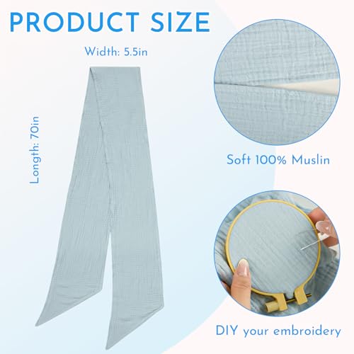 Image of Newborn Swaddle Sash, Soft Muslin Bow Decorative Strap for Swaddles, Adorable Maternity Bow Sash, 70x5.5 Inch, Blue