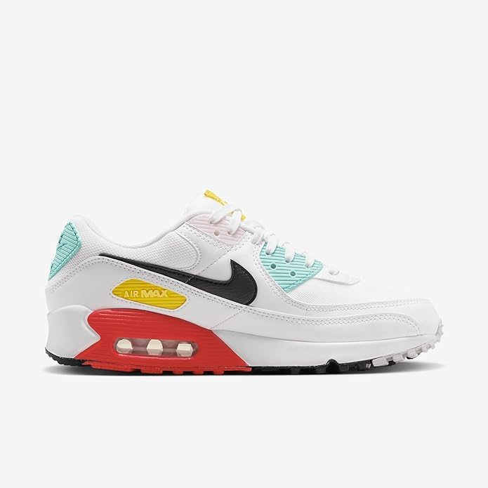 Nike Air Max 90 Women's Shoes (FZ3622-100, White/Pink Foam/Bright Crimson/Black) Size 82