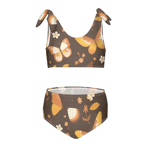 Butterfly Beautiful Brown Girl 2 Pieces Kids Bikini Set Beach Swimsuit Swimming Suits Cute Shoulder Strap