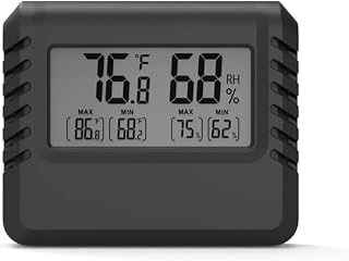 Dutaby Ultra-Thin Thermometer Hygrometer Digital Display Electronic Temperature and Humidity Meter Mini Thermometer Hygrometer Thermometer Hygrometer with Bracket Black