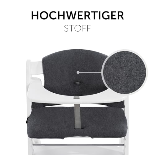 hauck Highchair Pad Select, Charcoal - Hochstuhl Sitzkissen Kompatibel mit Alpha+, Beta+, Arketa Holzhochstuhl, 6-36 Monate, Anti-Rutsch, Doppelte Polsterung, Einfache Befestigung