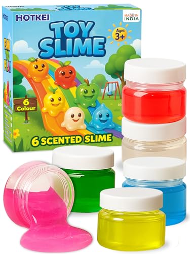 HOTKEI Pack of 6 Toy Slime Multicolored Fruit Scented Slime Gel Putty Set Kit Birthday Gift Toys for Boys Girls Kids 3 4 5 10 Years Boy Girl Kids 300 gm Slimy Gel