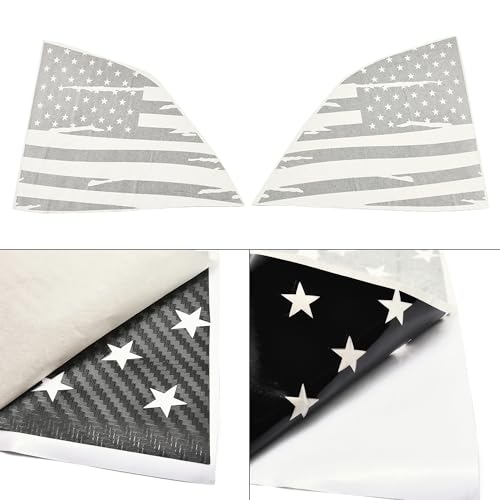Image of American Flag Decal Car Rear Side Window Sticker Carbon Fiber Rear Quarter Window DIY Sticker Left Right Side Window Cling Car Exterior Decoration Accessories, for Dodge Challenger 2008-2024