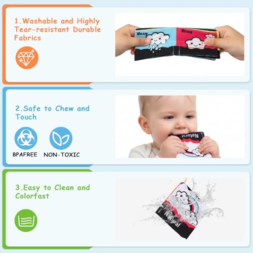 Image of SNOWIE SOFT 7Pcs Cloth Book Toys for 6 Month Old Baby,Soft Toys Sensory Baby Toy for 6 to 12 Month,Non-Toxic Babies Toy 0 to 3 Year Babies with Touch and Feel Crinkle Book Toddler Washable