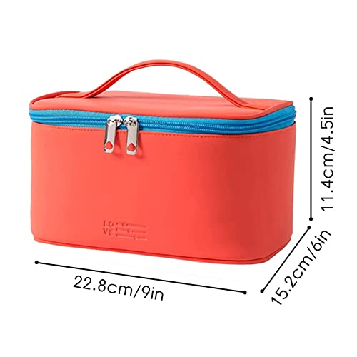 Medium Makeup Bag Portable Travel Cosmetic Bags For Women Small Zipper Pouch Make Up Organizer Waterproof (Red) #TOP3