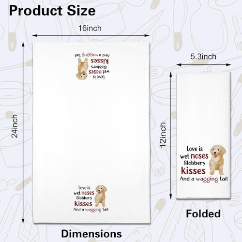 Love-is-Wet-Noses-Slobbery-Kisses-Fun-Kitchen-Towels-2-Pack-Sweet-New-House-Gifts-for-Dog-Lovers-Christmas-Birthday-Housewarming-Gifts-for-Dog-Parents-Friends-Neighbors Love is Wet Noses Slobbery Kisses Fun Kitchen Towels 2 Pack Sweet New House Gifts for Dog Lovers Christmas Birthday Housewarming Gifts for Dog Parents Friends Neighbors