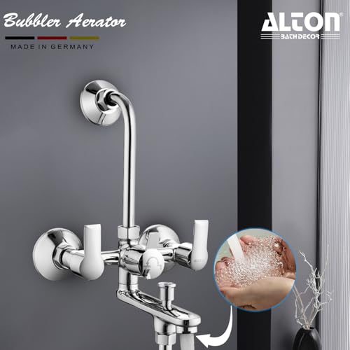 Image of ALTON XNO5090 Brass 3-IN-1 Wall Mixer With Provision For Over Head Shower and Hand Shower with190mm Long Bend Pipe (Chrome)