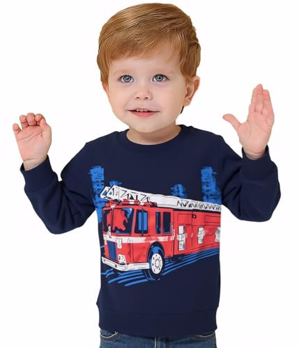 Toddler Boys Sweatshirts Dinosaur Long Sleeve Pullover Crewneck Shirts Cartoon Tee Sport Tops for Kids 1-8T2