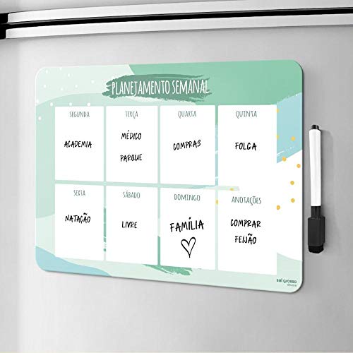 Ímã De Geladeira Planejamento Semanal Calendário Cronograma Planner Porta Recado Anotações Rosa com