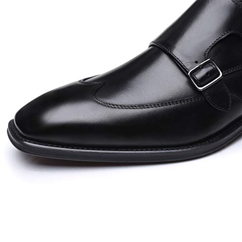 Image of La Milano Mens Double Monk Strap Slip on Loafer Cap Toe Leather Oxford Formal Business Casual Comfortable Dress Shoes for Men