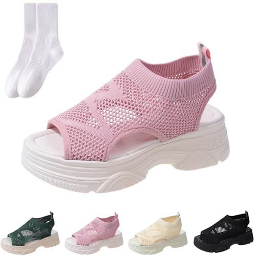 Sandalias deportivas lavables con cuña ortopédica y puntera abierta transpirable