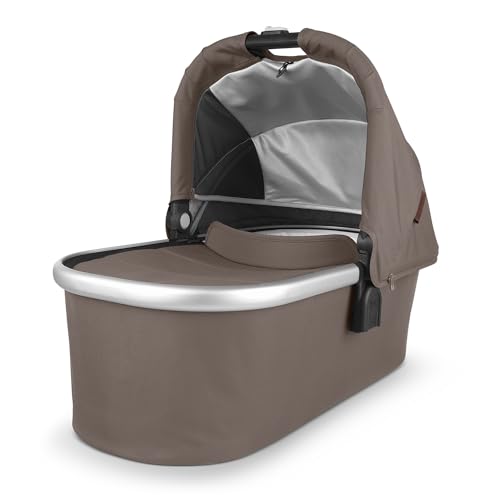 Image of UPPAbaby Bassinet/Compatible with Vista, Cruz, Ridge, Minu Strollers/Overnight Sleep Solution/Mattress, Sheet, and Bug Shield Included/Theo (Dark Taupe/Silver Frame)