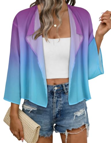 Image of Womens Summer Tops Short Shrugs Kimono Cardigans Casual Chiffon Bolero Jackets 2026