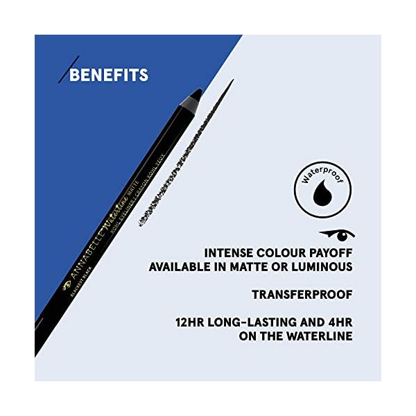 Annabelle-Waterline-Matte-Kohl-Eyeliner-Blackest-Black-12-g Annabelle Waterline Matte Kohl Eyeliner Pencil, Blackest Black, Intense Colours, Matte Finish, Easy-To-Apply, Long-Lasting 10H, Waterproof, Transfer-proof, Cruelty-Free, 1.2 g