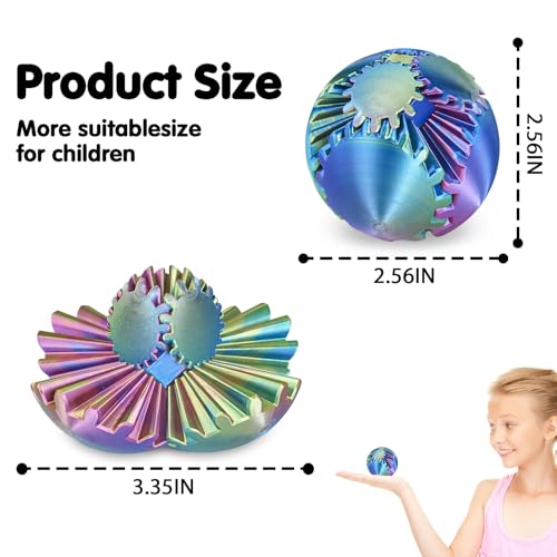 Image of Gear Ball 3D Printed Cube Fidget Toy,Gear Sphere Fidget Toys,Sensory Toys for Stress and Anxiety Relief, Desk Toy Fidget Spinners,Stocking Stuffers for Adults & Kids Gift (Blue Green Purple, 2.3 Inch)