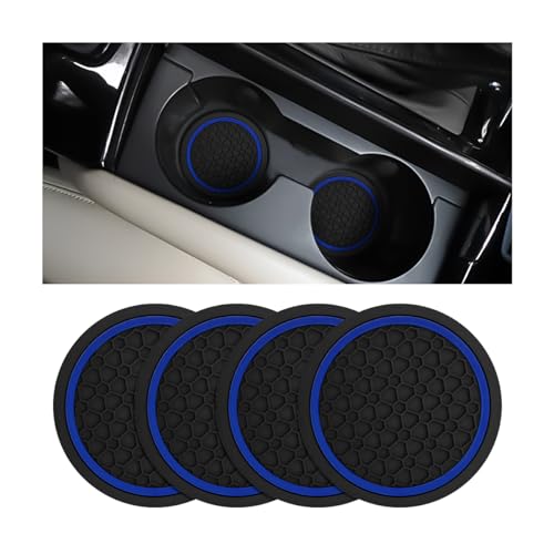 Image of Mandark 4PCS Car Cup Holder Coasters, 2.75 Inch Non-Slip Insert Water Bottle Holder Pads, Dustproof Automotive Interior Accessories Mat, Universal for Vehicles, Trucks, RVs and More(Black /Blue)