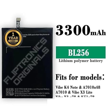 Image of THE BATTERY STORE Original BL256 Battery for Lenovo Vibe K4 Note / X3 Lite K51c78 / A7010A48 (3300mAh) battrey with 1 Year Warranty****(for BL256)
