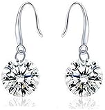 Pendientes de tuerca para mujer, elegantes pendientes de tuerca de plata de ley 925 con circonita cúbica para cartílago, para mujer