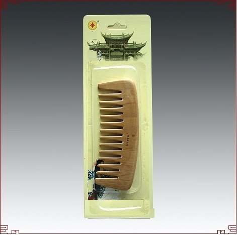 PMTM3-10 - Seamless Peach Wood Wide Teeth Rake Comb - All Natural, One Piece Wood