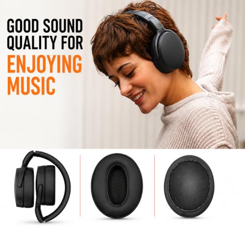Image of MIZI Replacement Ear Pads for Sennheiser HD 4.50BT, HD 4.50BTNC, HD 4.50SE, HD 4.40BT, HD 4.30G, HD 4.20S, HD 450BT, HD 458BT, HD 400S, HD 350BT, HD300, Adapt 360 & Adapt 361 Ear Cushions - Black