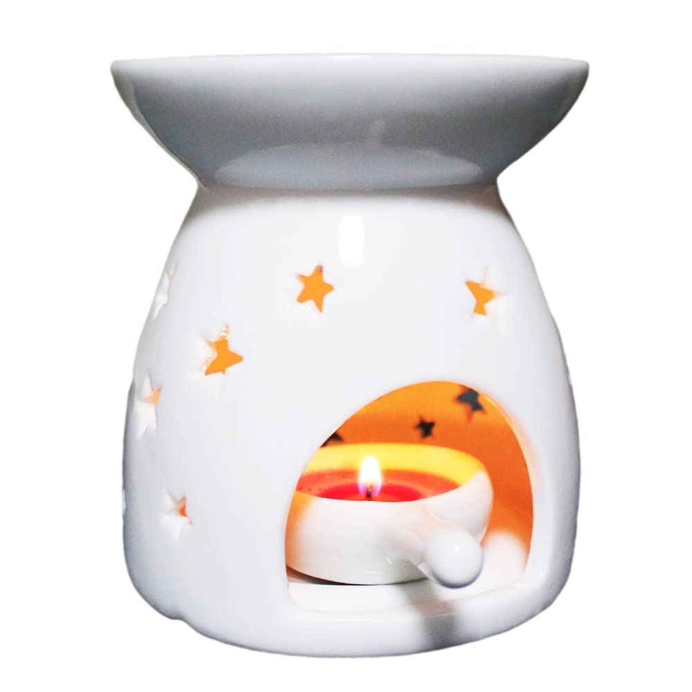 Elegant Star Pattern Wax Warmer - Ceramic Essential Oil Diffuser for Relaxation