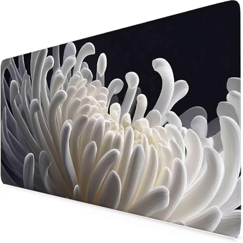 Tapis de souris XXL beige 600x300mm avec motif fleur élégant pour bureau