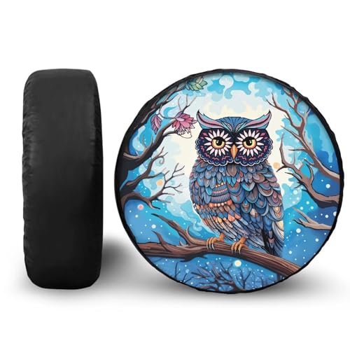 Image of Pensura Spare Tire Covers for Trailer Camper SUV Truck Travel, Cute Owl Pattern Tire Covers Camping Wheel Covers Car Decor, Universal Fits, 14-19 inch
