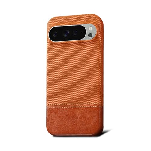 ANSCLT Lightweight Case for Google Pixel 10 Pro XL - Leather & Fabric Hybrid, Durable & Scratch-Resistant Protective Cover Orange