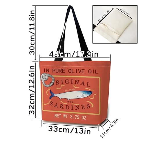 Bolso Tote Original Sardines con Bolsillo Interior y Correa de Hombro miniatura 4