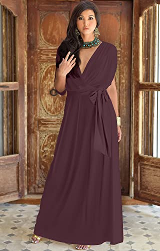 Image of KOH KOH Womens Long Semi-Formal Short Sleeve V-Neck Floor Length Maxi Dress Gown