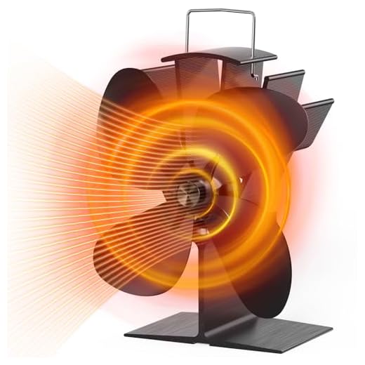 Ventola per Stufa a Legna, Maxcio Ventilatore da Camino a 4 Pale, Non Elettrico, Energia Termica Automatico, Ventilatore per Stufa Adatto a Bruciatore di Tronchi/Stufa/Camino, Ecologico e Silenzioso