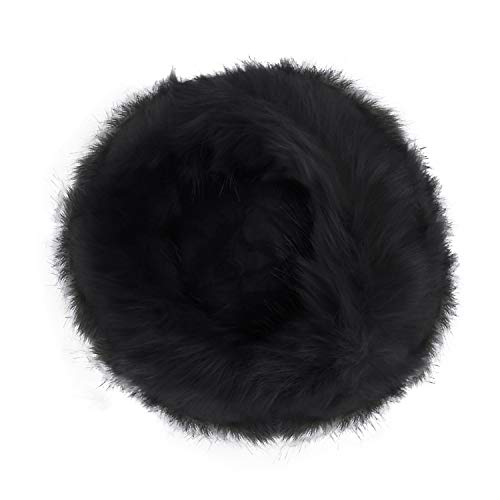 Miocloth Faux Fur Trimmed Beanie Hat Winter Warm Soft Classy Russian Hat For Women Girl Black #TOP4
