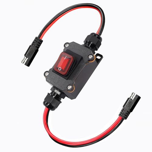 DC 12V Inline Toggle Switch 12AWG ON/Off Switch SAE Waterproof Switch,Red