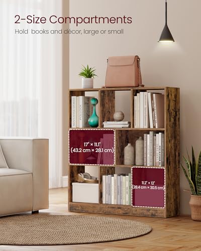 VASAGLE Bookcase Open Storage Shelf, 9.4 x 35.4 x 39.4 Inches | Bookshelf, Rustic Brown, CUSTOS Collection, ULBC455K01 - Image 5