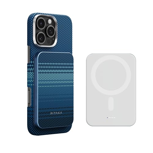 PITAKA アラミドファイバー モバイルバッテリー 5000mAh Amazon | PITAKA Qi2 モバイルバッテリー 軽量 薄型 MagSafe対応 MagEZ