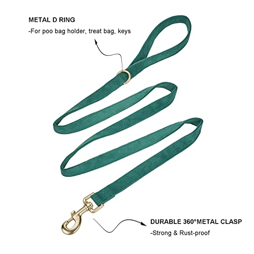 Petiry Soft Dog Lead 150cm Cotton Corduroy Thick Dog Leash for Medium Large Dogs,2.0cm x 150cm,Green M - Image 3