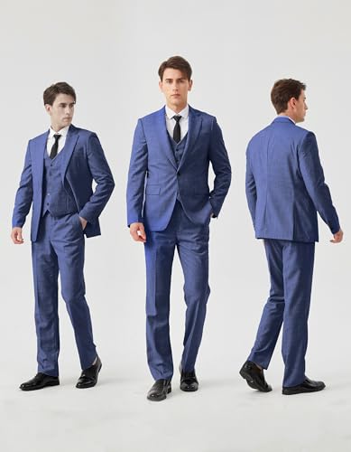 MOGU Men's 3 Piece Slim Fit Suit – Formal Business Tuxedo Set for Wedding Groom, Prom, Dinner, Party2
