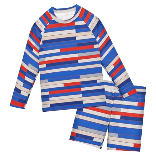 Traje de baño infantil de dos piezas que evita quemaduras solares con mangas largas para niños