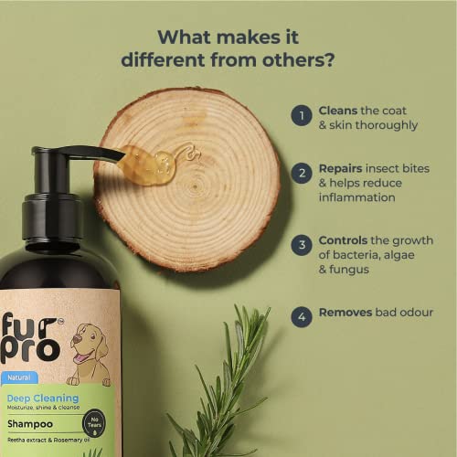 Image of Deep Cleaning Shampoo for Dogs & Cats - Natural Shampoo with Rosemary Oil for Healthy Skin & Coat - Witch Hazel for Soothing Itchy Skin, Controls Bacteria & Bad Odour - 300ml