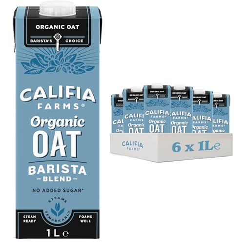 Califia Farms Organic Oat Barista Blend - Lactose Free Dairy Free No Added Sugar Vegan Plant Based Drink (6 x 1L)