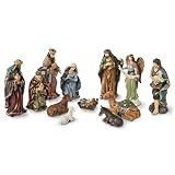 glitzhome Set of 12 Nativity Figurine Sets for Christmas Indoor 10' H Resin Nativity Sets Christmas Nativity Collectibles Figurines nacimiento de Jesus para Navidad Xmas Nativity Scene Figures