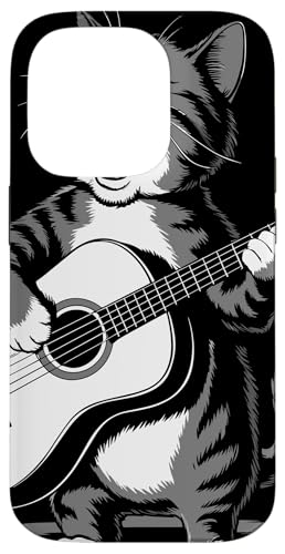 Singing Cat Playing Guitar Funny Animal Musician Humor X}zP[X iPhone 14 Pro p