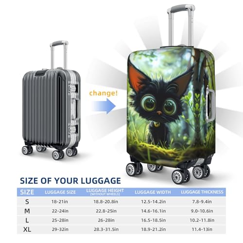 Cute Big-Eyed Black Cat Travel Luggage Covers - Elasticity Suitcase Covers Protector for Luggage 18-32 Inch2