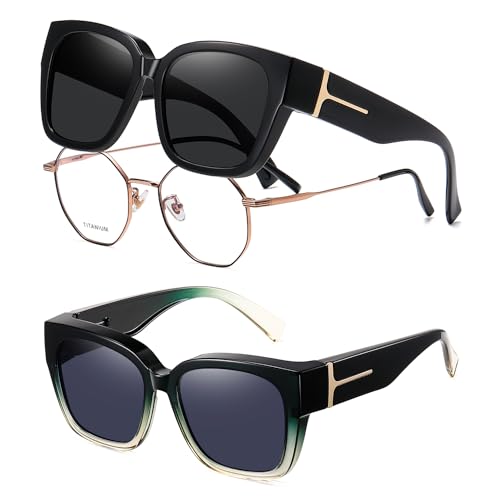 Polarized Fit Over Sunglasses for Prescription Glasses – Wrap Around UV400 Anti-Glare Sun Glasses for Men & Women