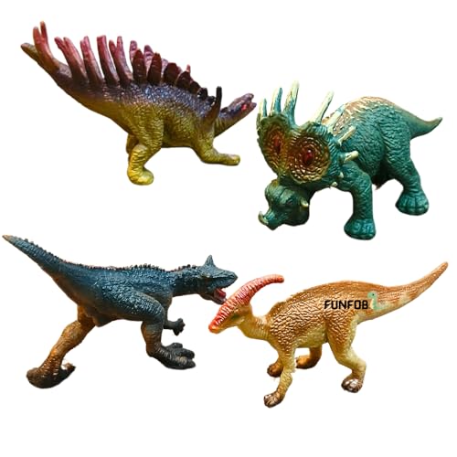 Image of FUNFOB Dinosaur Toy Figure | Mini Size | Height -6cm Dinosaur Toys for Kids & Adults PVC Multicolour |Set C Tiny Dino Pack of 4