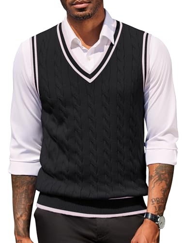 COOFANDY Sweater Vest for Men Regular Fit V Neck Sleeveless Knitted Pullovers Sweater