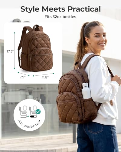 Image of BAGSMART College Laptop Backpack,Cute Travel Backpack for Women,Quilted Computer Bookbag