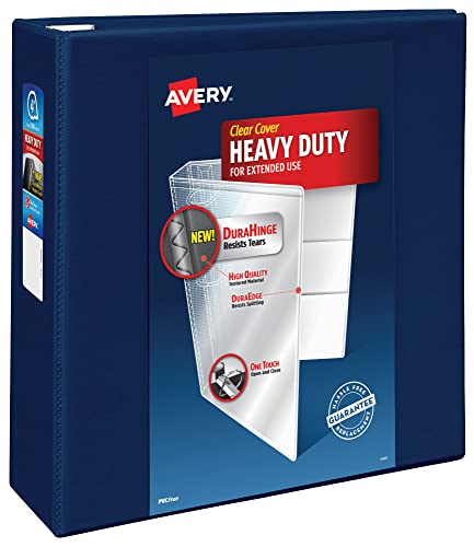 Image of Avery Heavy-Duty Reference View Binder with 4-Inch One Touch EZD Ring, Navy Blue (79804)