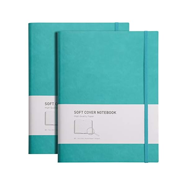 2er Pack Notizbuch B5 Liniert Softcover, RETTACY großes Tagebuch mit PU Leder, 100 g/m² Dickes Papier, 408 Nummerierten…