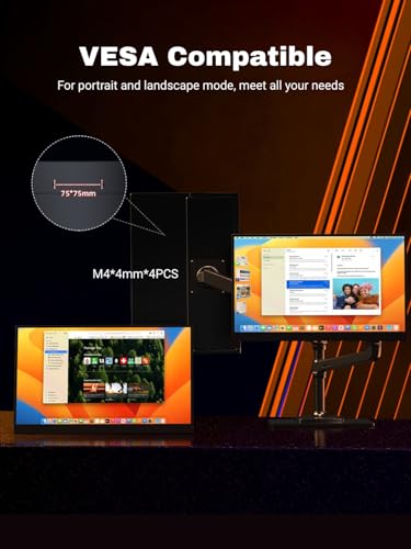 Image of EVICIV 17.5 Inch Portable Screen, 1920x1200P 125% sRGB 2000:1 FHD Portable Monitor 16:10 IPS with USB-C and HDMI, Eye Care Second External Screen for PC Laptop, Phone, Game Console